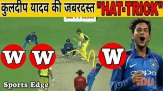 INDIA VS AUSTRALIA 2017 2nd ODI ||KULDEEP YADAV TAKES HAT-TRICK AGAINST AUSTRALIA