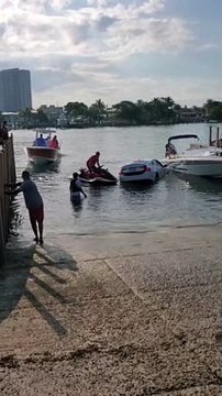 Car Drives into Water at Boat Ramp Almost Sinking Car
