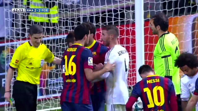 Messi Hat-trick vs Real Madrid at Bernabeu 2014 English Commentary