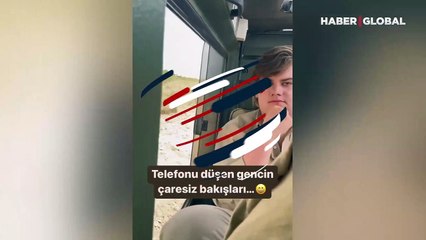Çaresiz bakışları gündem oldu! Telefonunu öyle bir yere düşürdü ki...