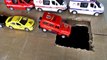 Toy Red cars sliding into the blue water Satisfying video with cars models