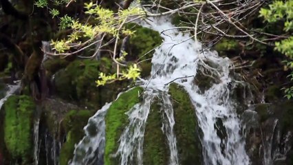 relaxing waterfall and thunder