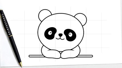 how to draw a sitting panda easily