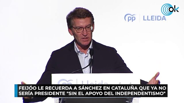 Feijóo le recuerda a Sánchez en Cataluña que ya no sería presidente sin el apoyo del independentismo