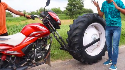 GIANT TRACTOR WHEEL IN BIKE _ Monster Bike ( 720 X 1280 )