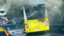 İstanbul Beşiktaş'ta İETT otobüsü alev alev yandı