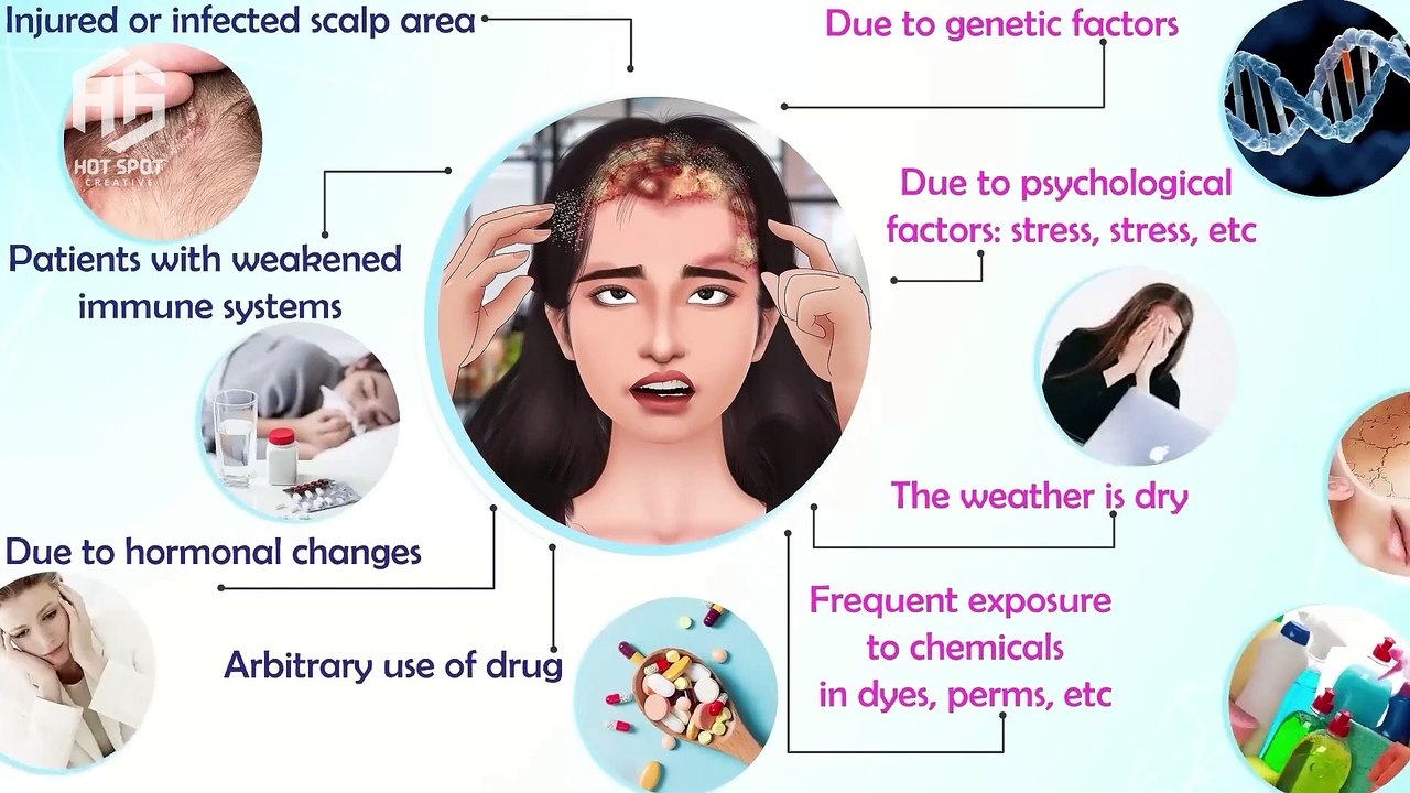 ASMR therapy and lice and scabies elimination from the girl's scalp