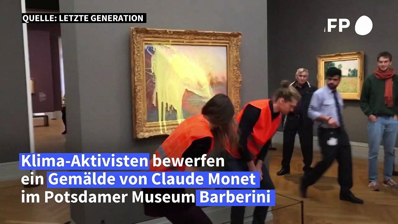 Klima-Aktivisten bewerfen Monet-Gemälde in Potsdam mit Kartoffelbrei