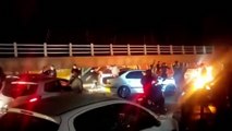 Protesters march to Tehran's Evin prison, known to hold political prisoners, after fire breaks out