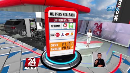 Ilang kumpanya ng langis, magpapatupad ng P1.10/L bawas presyo sa diesel at P0.35/L sa gasolina; P0.45/L sa kerosene | 24 Oras