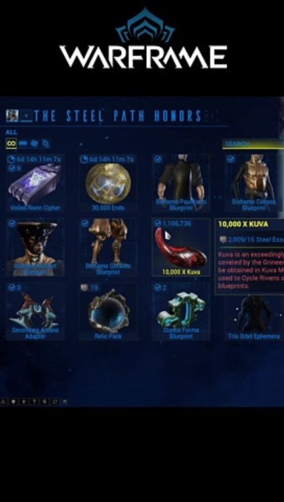 Warframe Steel Path Reset for October 24th