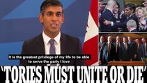 New PM Rishi Sunak pledges to run No10 with 'integrity and humility' but warns of 'profound challenges' for Britain - after he reads the riot act to warring Tory MPs warning they must 'unite or die'