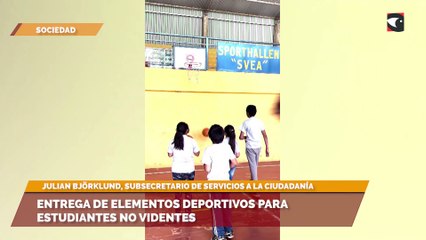 Sala cinco  Entrega de elementos deportivos para estudiantes no videntes