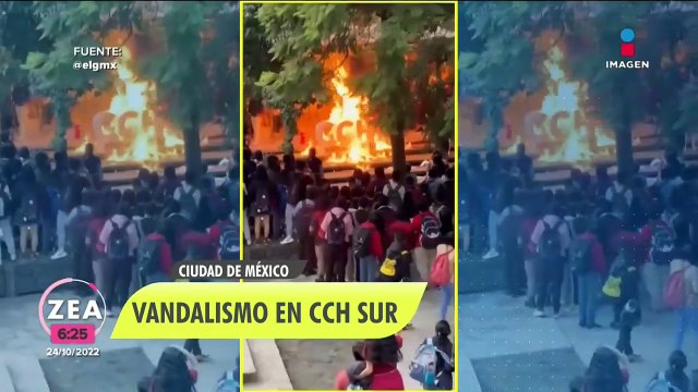 Feministas se manifiestan en CCH Sur y causan destrozos por presunto caso de abuso sexual
