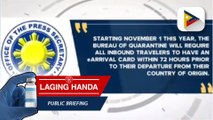 Pagpapatupad ng e-Arrival card sa mga biyaherong papasok sa bansa, simula na sa November 1