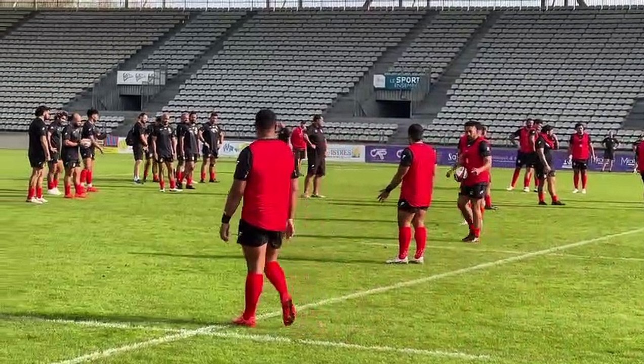 Rugby 2023: l'équipe des Îles Tonga s'entraine en public à Istres