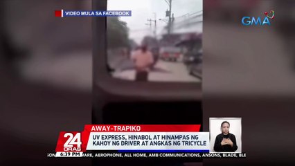 UV express, hinabol at hinampas ng kahoy ng driver at angkas ng tricycle | 24 Oras