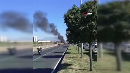 Seyir halindeki araç böyle yandı