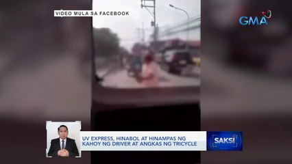 UV Express, hinabol at hinamapas ng kahoy ng driver at angkas ng tricycle | Saksi
