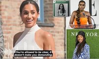 Meghan Markle admits she's 'particular' and says telling people 'what you need does not make you difficult or demanding' as she reveals her frustration at 'cowering and tiptoeing into a room' and slams 'angry black women myth' in latest