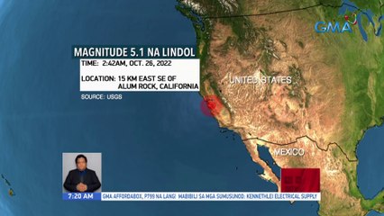 Magnitude 5.1 na lindol, yumanig sa California, U.S.A. | UB