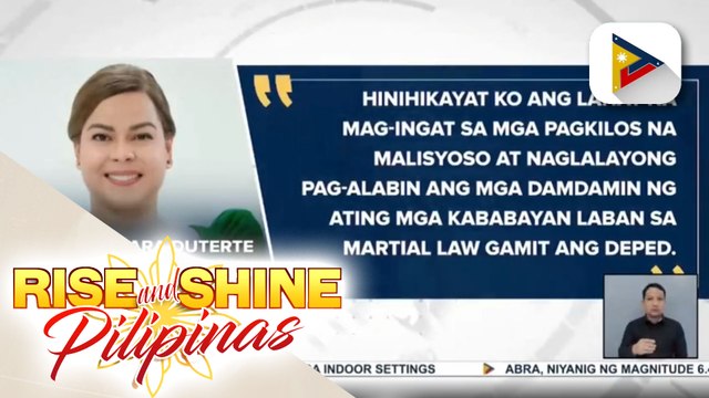 VP at DepEd Sec. Sara Duterte, pinasinungalingan ang alegasyon ng rebranding ng martial law