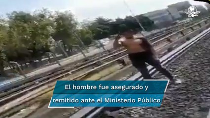 下载视频: Hombre desciende a las vías del metro presuntamente bajo efectos de “sustancias”