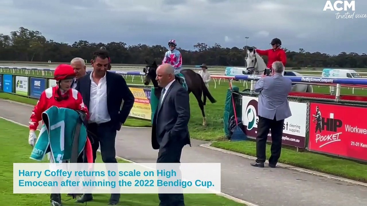 Harry Coffey returns to scale on High Emocean after winning the 2022 Bendigo Cup | October 26, 2022 | Bendigo Advertiser
