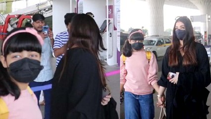 Aishwarya Rai की बेटी Aaradhya ने Paparazzi को किया ऐसे Diwali Wish, Airport video viral | FilmiBeat