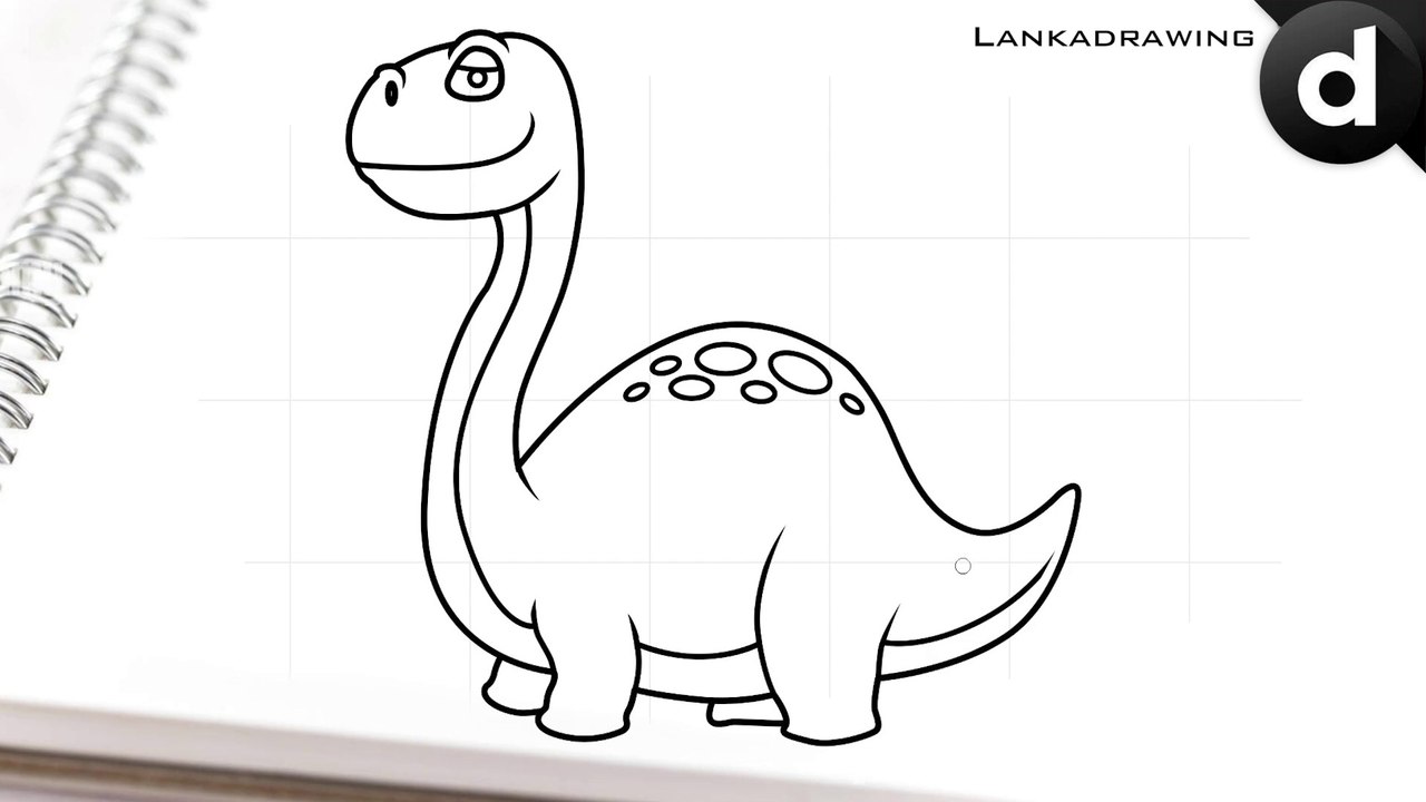 easy way to draw a simple cute dinosaur