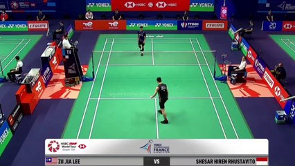 Shesar Hiren Rhustavito INDONESIA vs Lee Zii Jia MALAYSIA Badminton French Open 2022