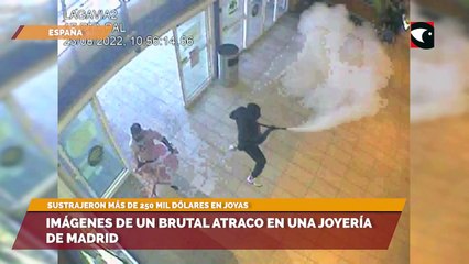 Imágenes de un brutal atraco en una joyería de Madrid