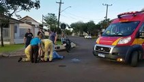 Motociclista sofre suspeita de fratura em perna em colisão de trânsito no Tropical