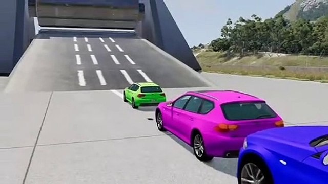 Small cars vs spinning road beamNG drive video 4