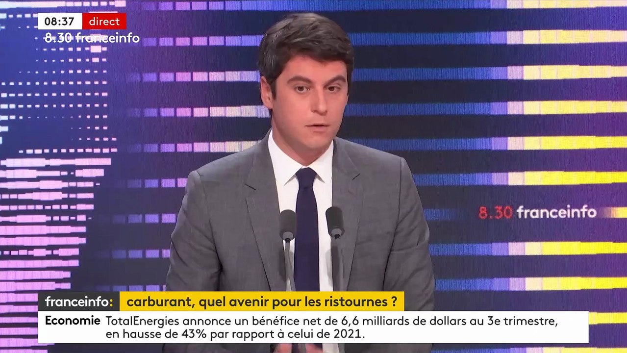 Le dispositif d'aides ciblées "pour les gros rouleurs" annoncé hier soir par Emmanuel Macron devrait coûter environ 1,5 milliard d'euros mais ses paramètres restent à définir, selon Gabriel Attal - VIDEO