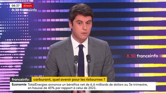 Le dispositif d'aides ciblées pour les gros rouleurs annoncé hier soir par Emmanuel Macron devrait coûter environ 1,5 milliard d'euros mais ses paramètres restent à définir, selon Gabriel Attal - VIDEO