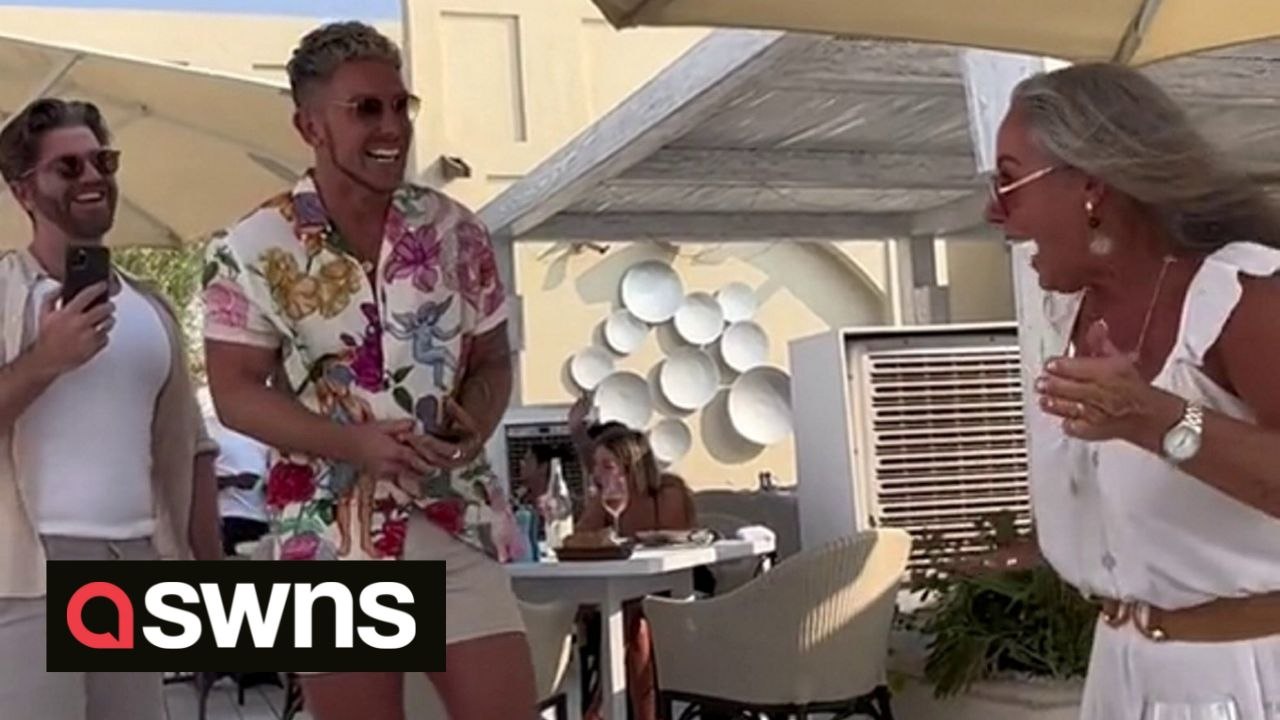 A man flew 3,500 miles to surprise his mum on her dream holiday in Dubai for her 60th birthday- after he managed to keep the plans a secret for four months.