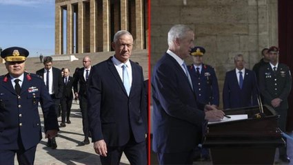 İsrail Savunma Bakanı Gantz, Anıtkabir'i ziyaret etti! Özel Defter'e yazdığı notta dikkat çeken Atatürk detayı