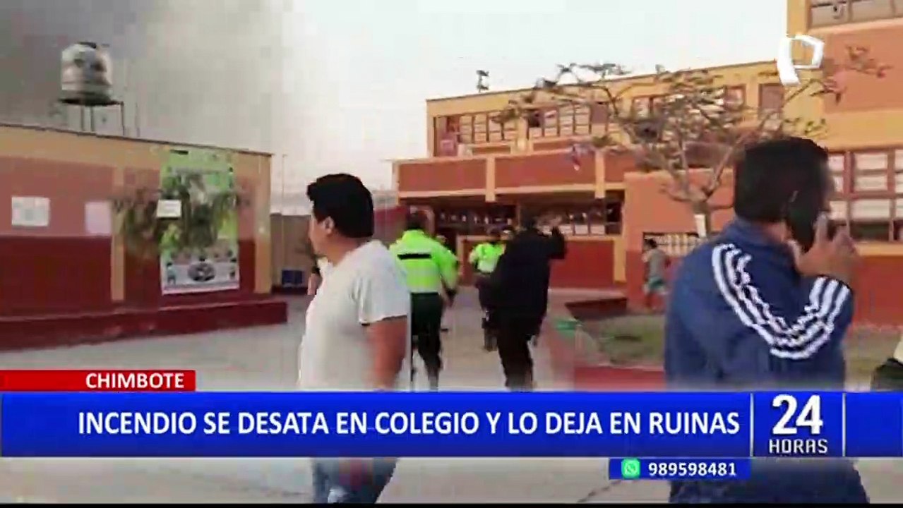 Chimbote: Colegio se incendia y termina completamente en ruinas