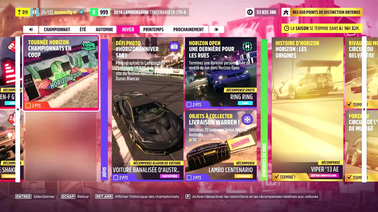 Forza Horizon 5 défi photo horizonanniversary site de forza horizon 3