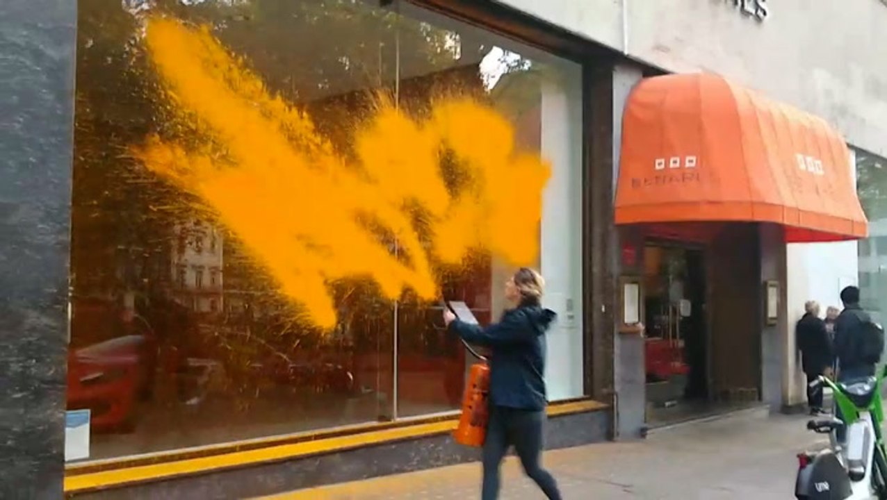 Just Stop Oil protesters spray orange paint over Ferrari dealership
