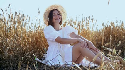Beautiful Girl In Wheat Field At Sunset | Royalty Free Stock Footage | Romance Post BD