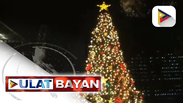 Giant Christmas tree sa Araneta city, pinailawan