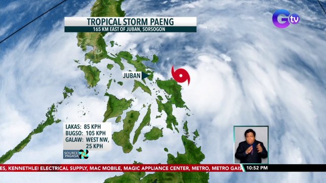 Posibleng mag-landfall sa vicinity ng Albay o Sorsogon sa Kabikulan ngayong gabi o bukas ng umaga ang Bagyong Paeng | SONA