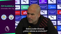 La cara de Guardiola ante la pregunta de un periodista