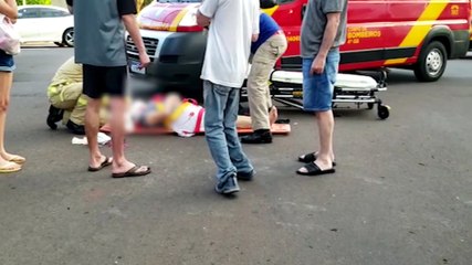 Idosa fica ferida ao ser atropelada no Centro