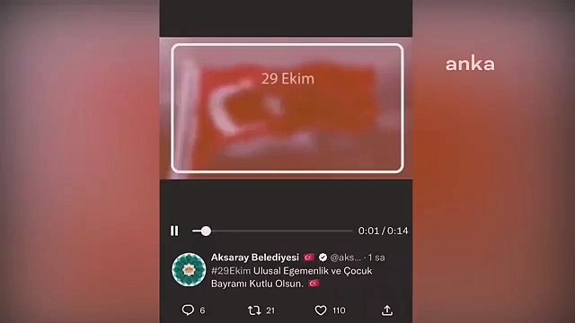 Aksaray Belediyesi'nden tepki çeken 29 Ekim paylaşımı!