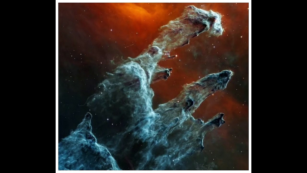 Just in time for Halloween! NASA's James Webb Telescope snaps new chilling view of the Pillars of Creation's ominous dust that looks like a ghostly hand reaching out into space 7,000 light years from Earth
