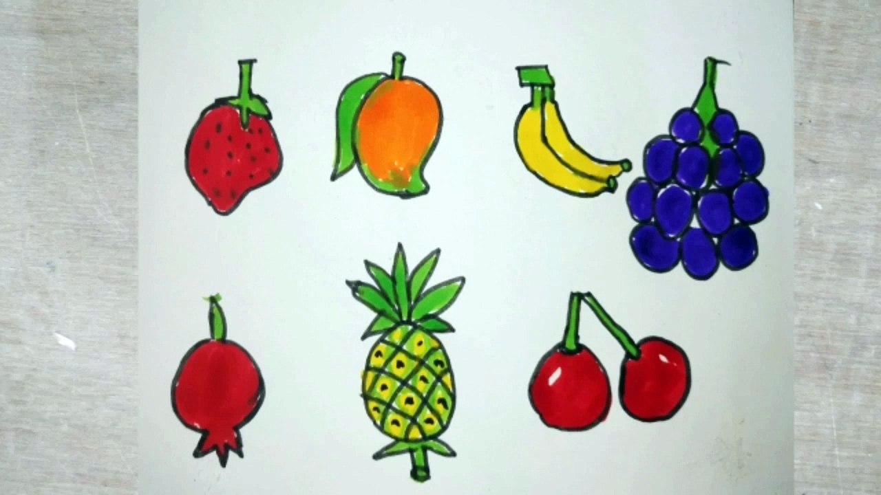 Fruits drawing and colouring for kids video Dailymotion