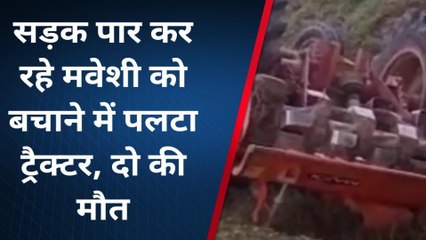 मवेशी को बचाने में पलटा ट्रैक्टर, दो की मौत देख चकरा गया सिर